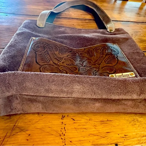 Pendleton Wool and Suede Purse Brown and Blue. hand made by Starry Gardens. - Picture 5 of 9